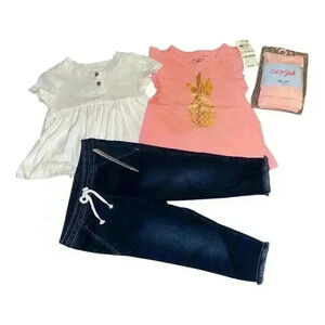 Baby Girl Tops, Pants, Legging 4 Piece Bundle, 12 Months